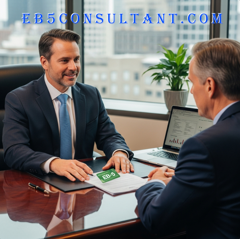 Business founder meeting with EB 5 consultant about raising compliant EB 5 capital